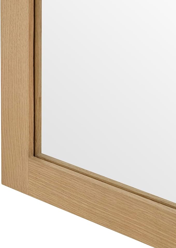 ARIEL Rectangular Wooden Mirror 24" x 36" in Natural Oak, Flexible Horizontal/Vertical Hanging for Bathroom, Vanity, Entryway & Living Room Decor, Farmhouse Style