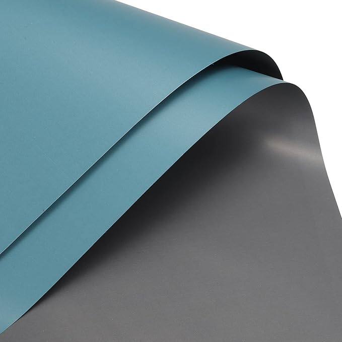 MECCANIXITY 10 Pcs Double Sided Color Flower Wrapping Paper Grey Blue+Grey 22.8"x22.8" Waterproof for Florist Bouquet Supplies, DIY Crafts, Gift Box Packaging