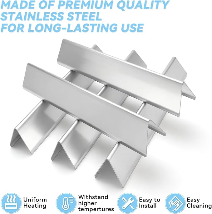 15.3 inch Flavorizer Bars for Weber Spirit 300 and GS4 Spirit II 300 Series E310 E320 E330 S310 S320 S330 with Front Control Knobs, Stainless Steel Grill Heat Plates Replacement for 7636, 5 Pack