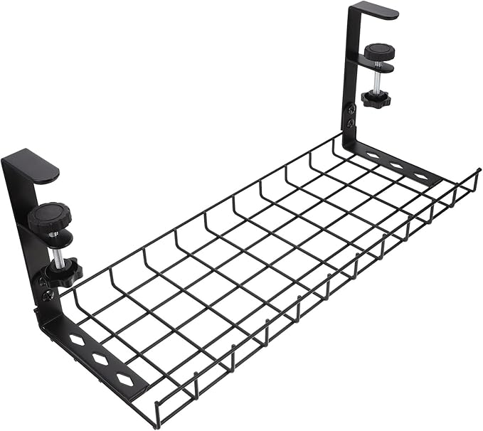 Under Desk Cable Management Tray Wire Organizer Cord Rack 500Mm Black No-Drill Installation Office Desk Cable Tray Storage