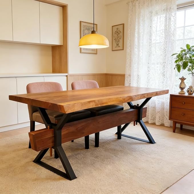 Metal Table Legs - Heavy Duty Desk & Furniture Legs, Modern Industrial Set of 2 (28" Height, 23.6" Wide)