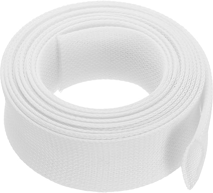 uxcell Expandable Sleeving,2 3/8-inch 10ft Cable Sleeve, White