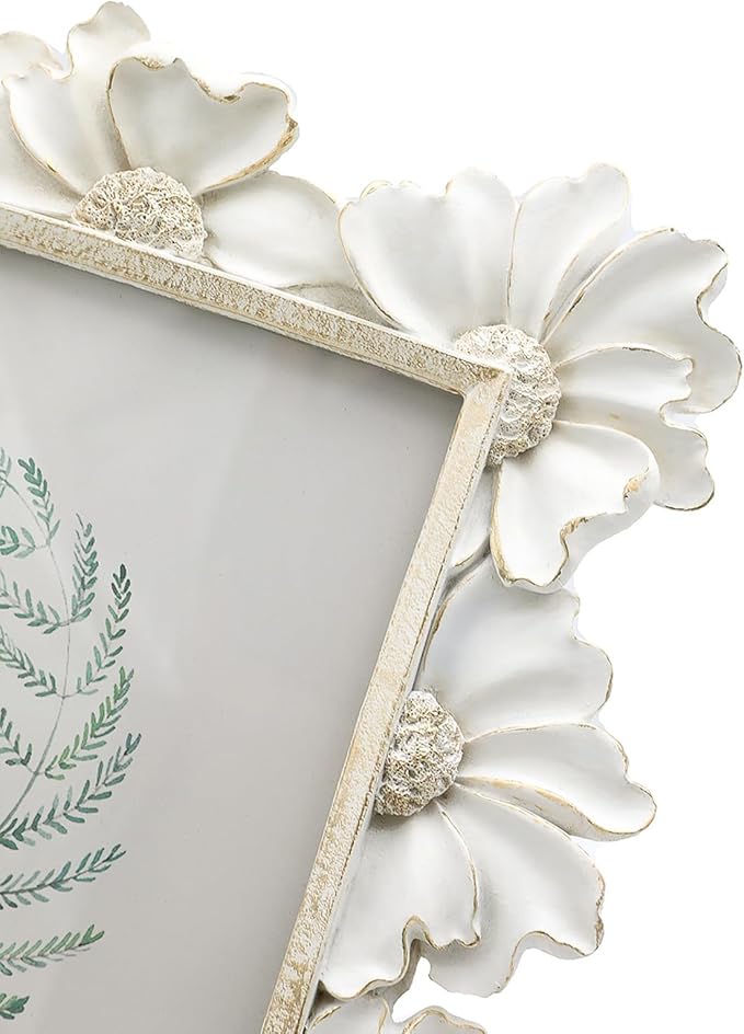 5x7 Vintage Picture Frame, Antique White Ornate Photo Frame, for Tabletop and Wall Display, Decorative Floral Design Retro Home Decor, Old Fashioned Photo Gallery Art