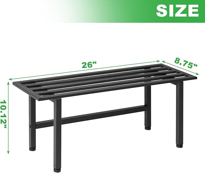 Dipion 2 Pack Metal Plant Stand Outdoor Plant Shelf Indoor,1 Tier Heavy Duty Plant Stands for Multiple Plants,26" L x 10.12" H x 8.75" W,Black
