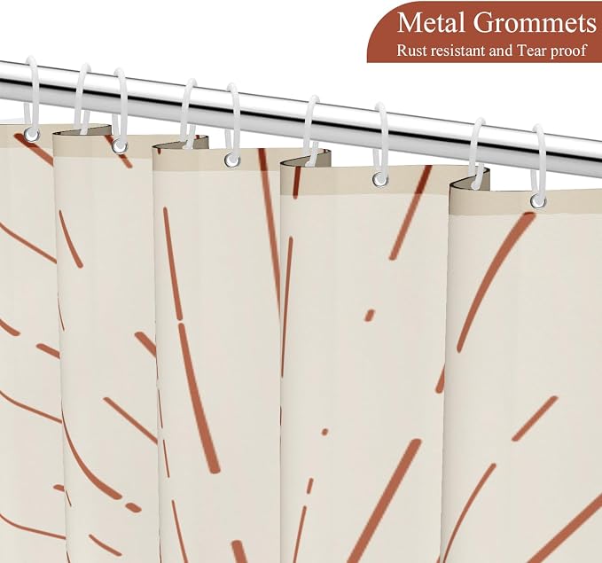 Abstract Mid Century Shower Curtain Boho Sunset Geometric Mountain Forest Aesthetic Bath Curtain Minimalist Home Decor Waterproof Fabric with Hooks 36x72 inch