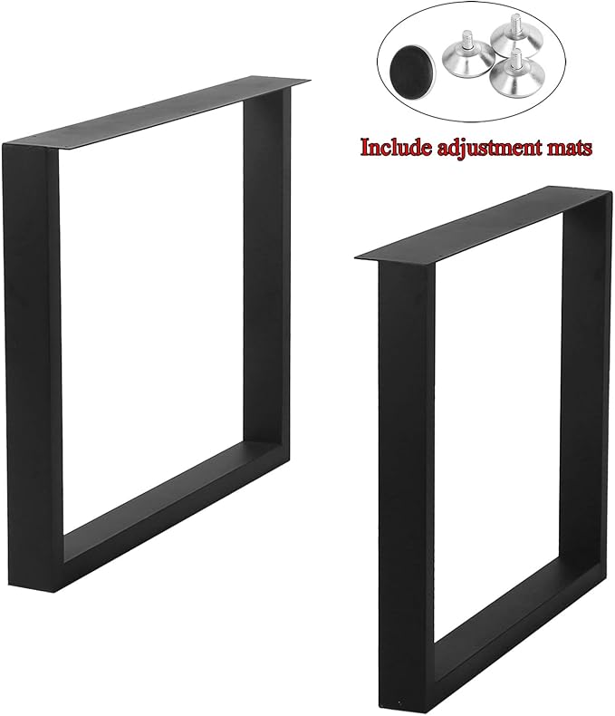 MBQQ Furniture Legs 28”Height 35”Wide Rustic Decory Square Tube Table Legs,Heavy Duty Metal Desk Legs,Dining Table Legs,Industrial Modern, DIY Iron Bench Legs