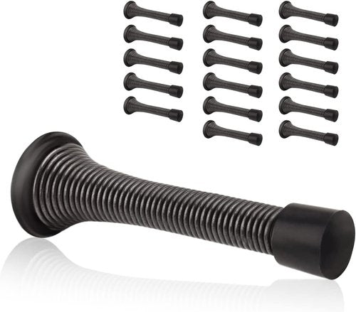 Skiennix 14 Pack Spring Door Stoppers - Oil Rubbed Bronze with Flexible 3-1/4" Rubber Bumper Tips