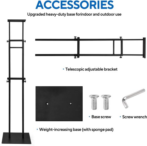 Adjustable Metal Sign Holder - Double-Sided Floor Poster Board Stand | 82-Inch Height, 2 Pack