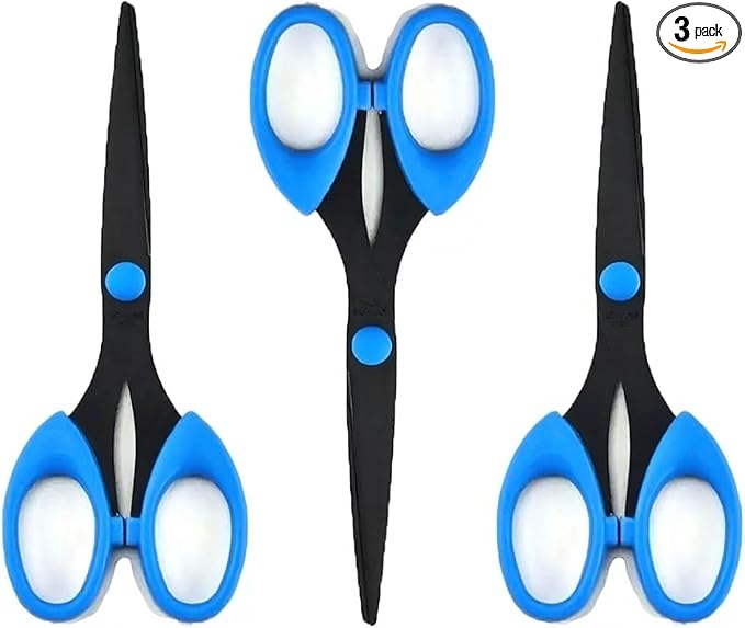 3 Pack 6.5" Multi-Purpose Scissors, Arts and Crafts Scissors,for Office, Home, School and Sewing (Blue)