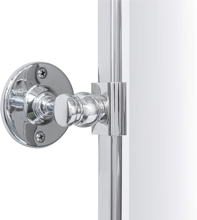 Farmhouse Pivot Rectangle Bathroom Mirror Chrome Metal Framed Tilting Beveled Vanity Mirrors for Wall, Overall 23.91 x 30 inches (Mirrror 20 x 30 inches)