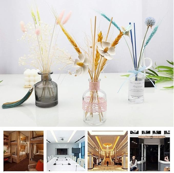 Glass Diffuser Bottles Empty Refillable Glass Container Jar 150ml / 5oz Fragrance Accessories DIY Replacement Diffuser Sticks Sets for Essential Oils Reed Sticks Crafts Spa Home Decoration (Black)