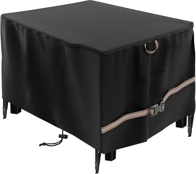 YOWDUTY Rectangular Propane Gas Fire Pit Table Cover 48x28x24 In, Waterproof Heavy Duty 600D Rectangle Outdoor Fireplace Cover 48 In, All-weather Protection For Patio Firepit Table 45-48 In