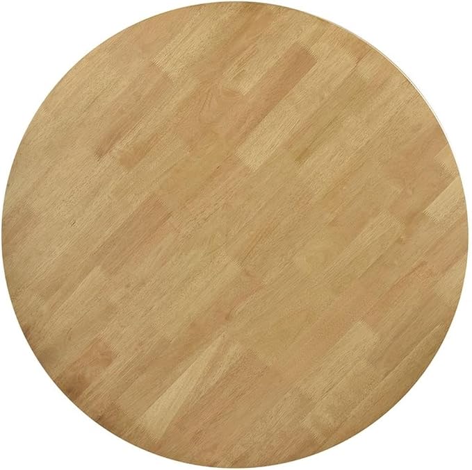 Pemberly Row Mid-Century Round Solid Wood Dining Table, Light Walnut Finish, 42" W x 42" D x 29.5" H, Asian Hardwood Construction, Compact Design for Dining Room or Kitchen