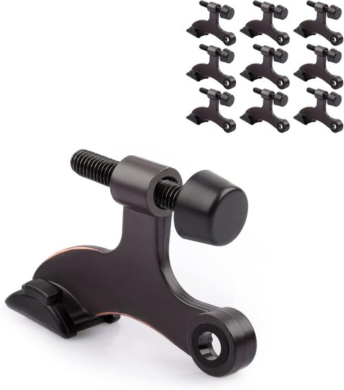 10 Pack Hinge Pin Door Stopper - Adjustable Heavy-Duty Oil Rubbed Bronze with Black Rubber Bumper Tips