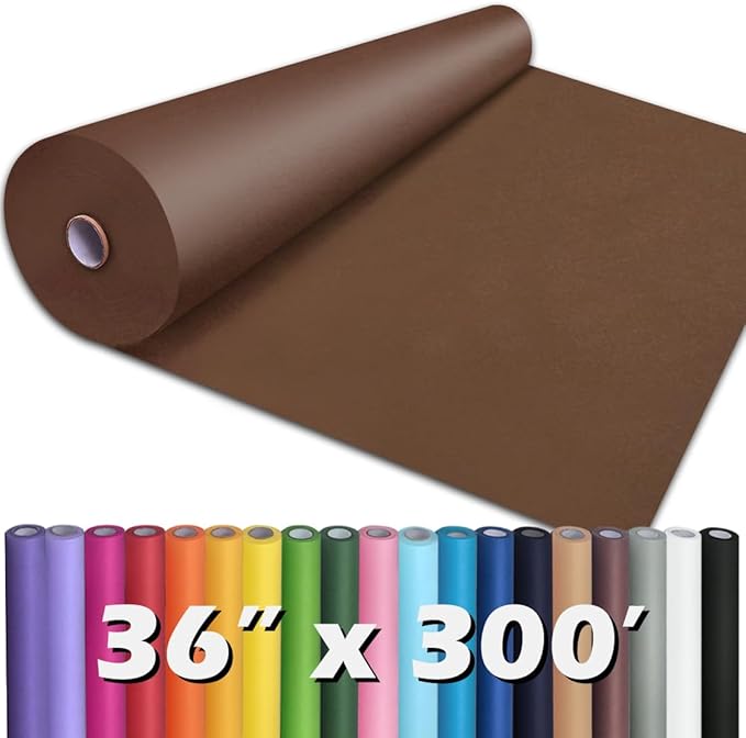 PerkHomy Coffee Kraft Paper Roll 36" x 3,600" (300') for Gift Wrapping Bouquet Flower Art Painting Craft Writing Packaging Shipping 80GSM 55LB (Coffee, 36" x 300')