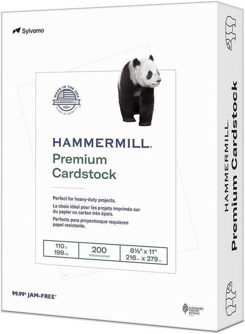 Hammermill White Cardstock - 110 lb Thick Card Stock, 8.5 x 11 Inches, 200 Sheets - Made in the USA