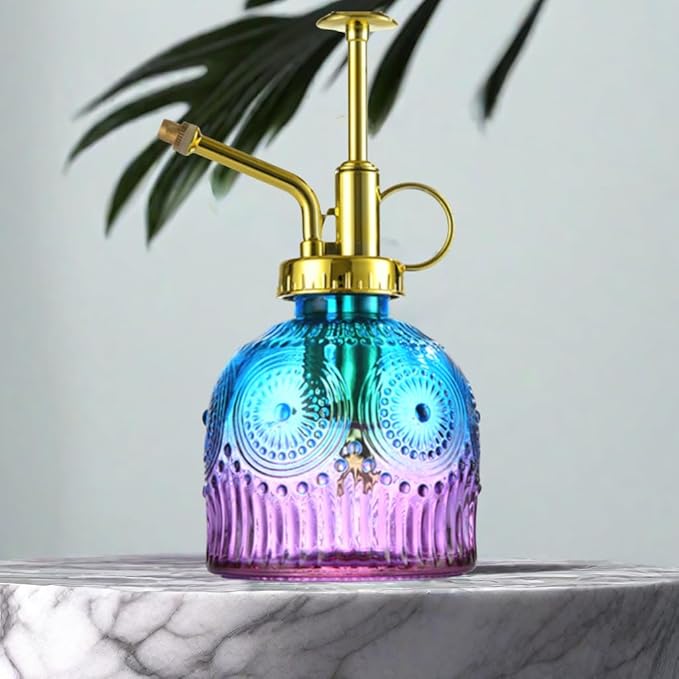Indoor and Outdoor Potted Plant Sprayer Household Plants Glass Small Watering Can Spray Bottle Plant Sprayer Glass Spray Bottle Decorative Spray Bottles (Purple Gradient Blue)