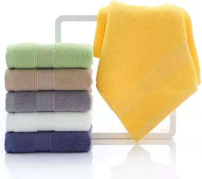 PUPOPIK Hand Towels for Bathroom 2 Pack-100% Cotton Hand Towel (14 x 30 Inch), Highly Absorbent and Quick Dry Face Washcloth, Home Soft Premium Towel for Hotel, Bath, Kitchen and Spa(Yellow)