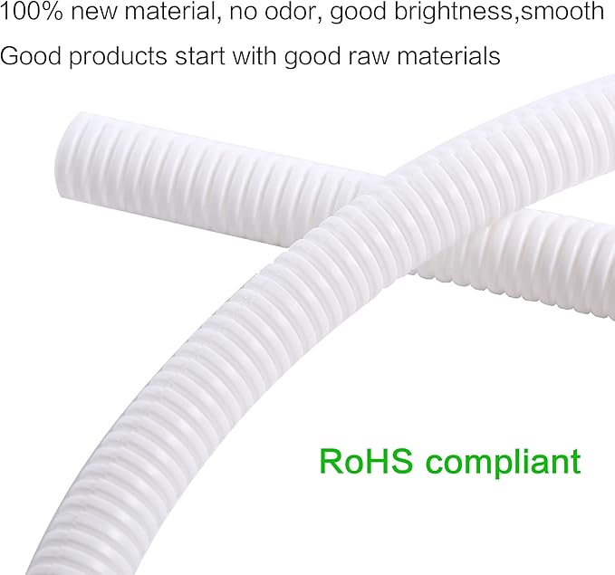 Alex Tech 50ft - 1/4 inch Split Wire Loom Tubing - White