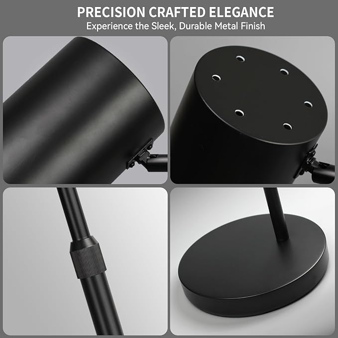 Ldeco Arc Black Floor Lamp for Living Room with Timer, Stepless Dimmable&Height Adjustable Modern Reading Standing Lamps for Living Room,Reading Room,Office,LED Bulb Included (Black-DM)