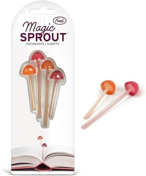 Genuine Fred Magic Sprout Mini-Mushroom Bookmarks - Set of 4 | Soft Silicone - Fun Gift for Book Lovers