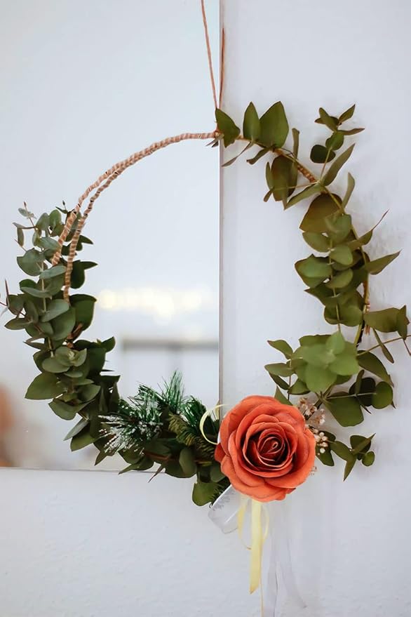 Artificial Rose Flower Artificial Flowers Flower with Long Stem Silk Roses Bouquet for Wedding Bridal Shower Party Home Decoration (Burnt Orange, 12 Pcs)