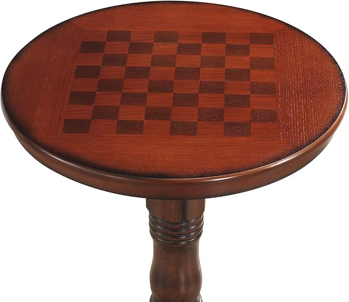 Giantex Round Dining Table, 30" D X 41.5" H, Wooden Pub Pedestal Side Table W/Chessboard, Adjustable Foot Pads, Multi-Purpose Dinner Table for Small Space, Kitchen, Dining Room, Restaurant, Walnut