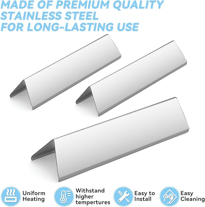 Webonbake 15.3 inch Flavorizer Bars for Weber Spirit I & II 200 Series Spirit E210 S210 E220 S220 with Front Control Knobs, Stainless Steel Heat Plate Flavor Bar Replacement for 7635, 3 Pack