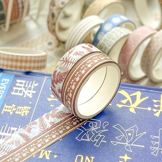 YUBBAEX 40 Rolls Basic Washi Tape Set Cute Printed Patterns Masking Skinny Creative Decorative Tapes for Arts, DIY Crafts, Journals, Planners, Scrapbook, Wrapping (Retroism 2)