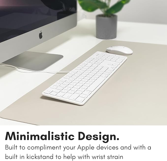 Macally Slim USB Wired Keyboard for Mac and Windows PC - Full Size 104 Key Layout & 16 Shortcut Keys - Scissor Keycaps for Smooth Typing - Mac Wired Keyboard with Numeric Keypad