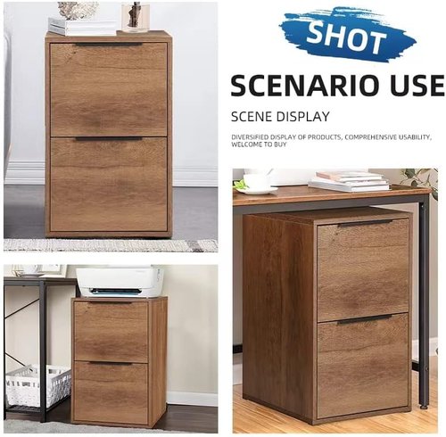 LUCYPAL 2-Drawer File Cabinet - Wood Design with Hanging Bars for Letter Size Files - Brown