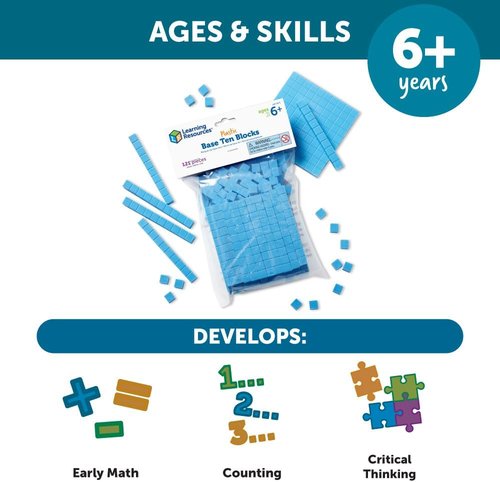 Learning Resources Base Ten Blocks - Smart Pack of 121 Pieces for Ages 6+, Ideal for First Grade Math