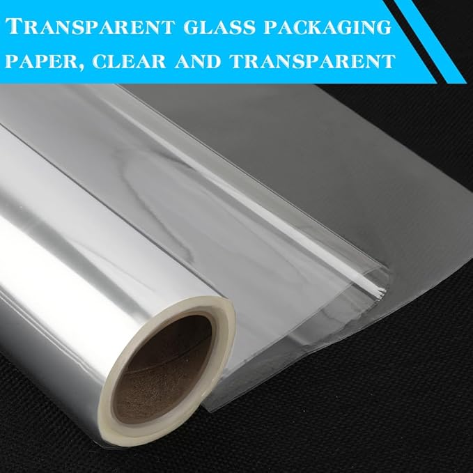 Clear Plastic Halloween Cellophane Wrap Roll for Gift Baskets(31.5 in x 98 ft), Large Transparente Wrapping Paper for Flower Bouquet Floral Food Art Craft Cellophane Sheets Cello Bags Stocking Stuffers