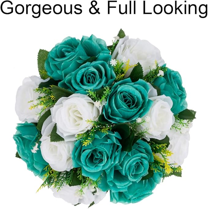 Flower Centerpieces for Wedding Tables: Wedding Table Decorations Teal & White Flower Balls Centerpieces for Engagement Cerebration Party Center Pieces 10 Packs