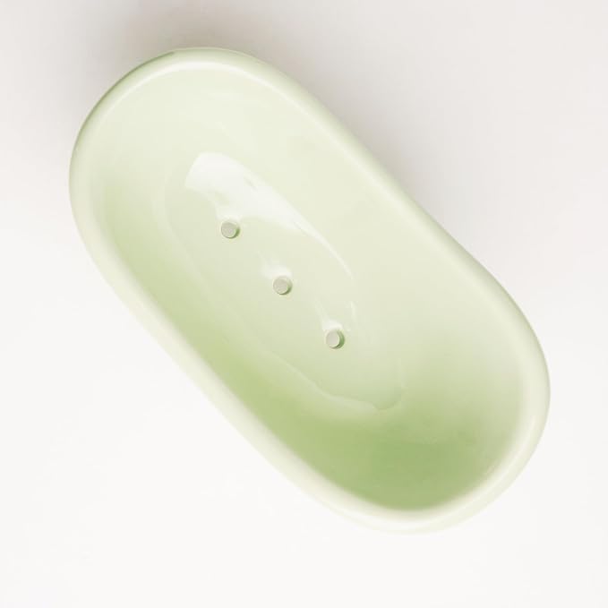 5.6" Ceramic Mini Bathtub Soap Dish Decortative Clawfoot Bathroom Soap Dish (Green Tea)