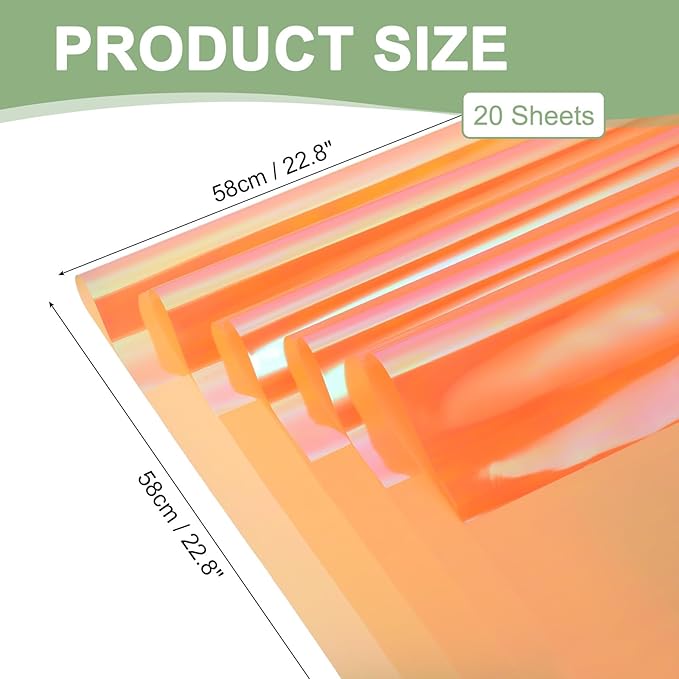PATIKIL 22.8 x 22.8 Inch Flower Wrapping Paper, 20 Pcs Iridescent Double Sided Plastic Bouquet Packaging Waterproof Florist Supplies DIY Crafts Gift Packaging Gift Box Wedding, Champagne