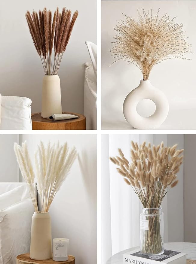 Dried Pampas Grass Decor 110 PCS Dried Plants,Dried Flowers Natural pompas Floral for Wedding, Boho Decor , Home, Rustic Party, Baby Shower Arrangement Centerpiece Table Decorations