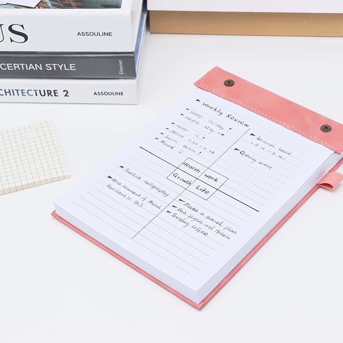 Mogoostry A5 Lined Planning Pads 5.9" x 8" Planner To Do List Memo Note Pads Screw Binding Writing Paperboard Notepad, 100 Sheets per Pack, Pink