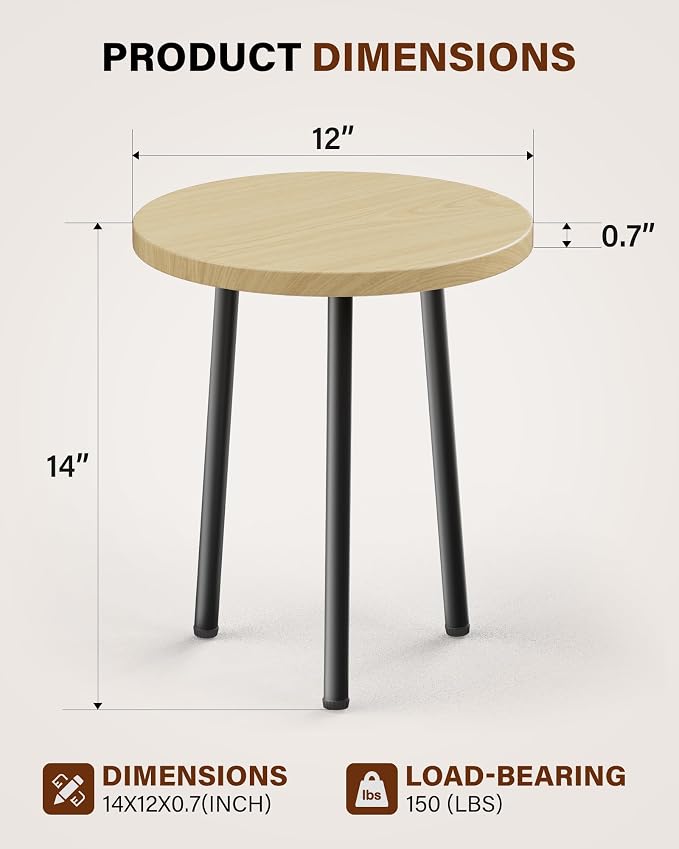 Plant Stand Indoor 14'': Indoor Plant Stand 2 Pack Metal Plant Table - Wood Plant Stool Outdoor Small Round Side End Table Mid Century Modern Decor - Home Decor