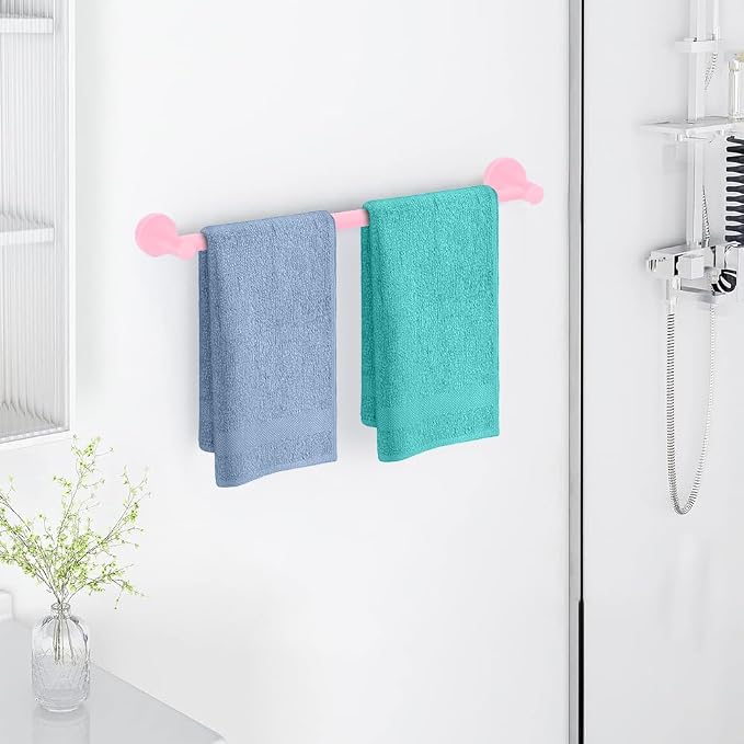 MGahyi Towel Racks for Bathroom-Adjustable Towel Holder(13.18inch-24inch) Sturdy and Rustproof Towel Bar Wall Mounted, Single Towel Bar Rod for Bathroom Accessories (Pink, 1Pack)