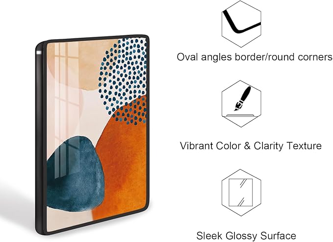 SERIMINO Framed Abstract Wall Art for Living Room Boho Wall Decor Navy Blue Orange Terracotta Pictures Modern Nordic Minimalist Artwork for Bedroom Bathroom Kitchen Paintings for Home Decorations