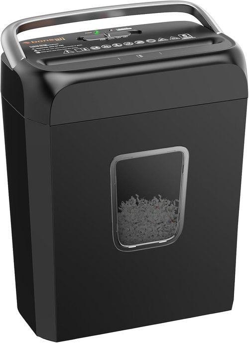 Bonsaii 6-Sheet Cross-Cut Shredder - 3.4 Gal Wastebasket for Home Office | Portable & Compact Design
