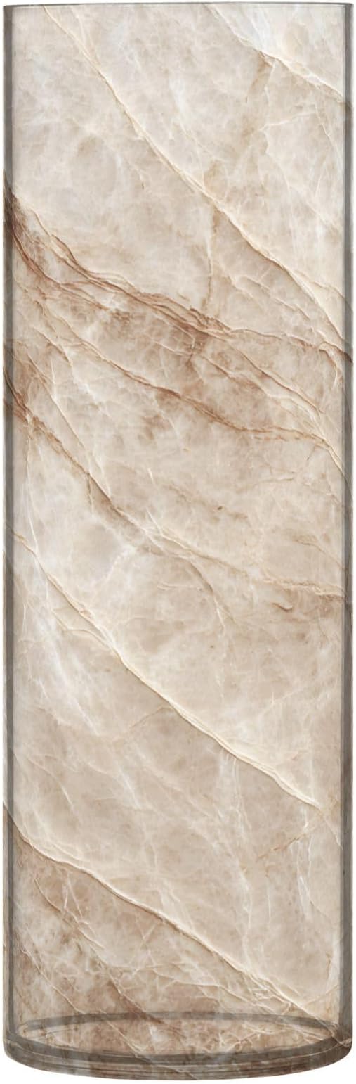 xmyzcd Beige Marble Vase Cylinder Vases Clear Plastic Flower Vase Easy to Clean for Centerpieces Homes Offices Kitchens