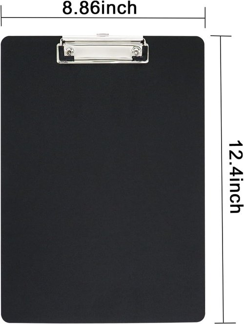 BOMEI PACK Plastic Clipboard - 6-Pack Assorted Colors | 12.5 x 9 Inch Office Supply Set