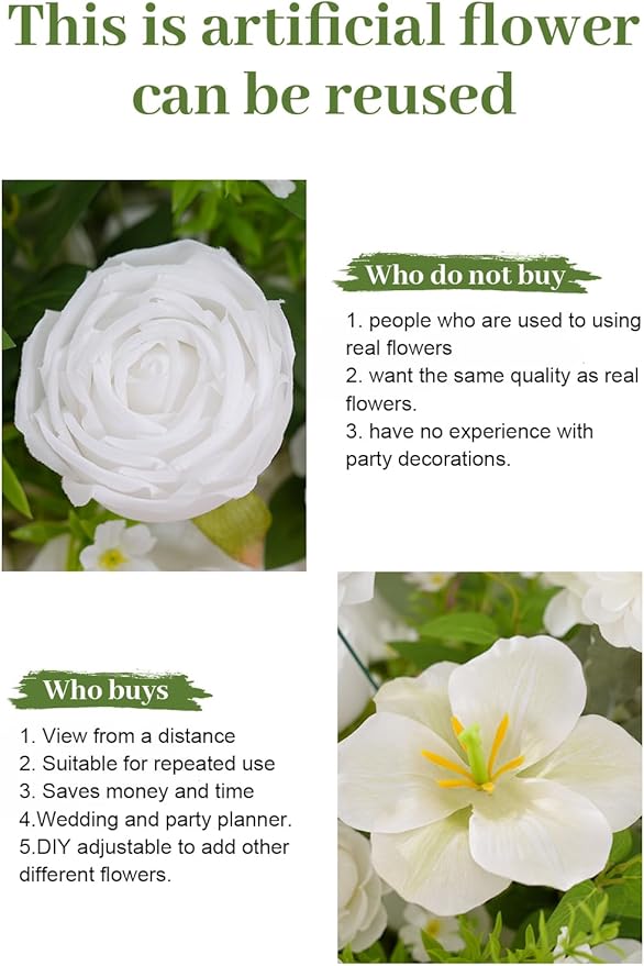 2pcs 21inch White Free Standing Flowers Ball Bouquet Artificial Rose Arrangements Balls for Wedding Centerpieces Tables Chair Aisle Runner Flowers Decor
