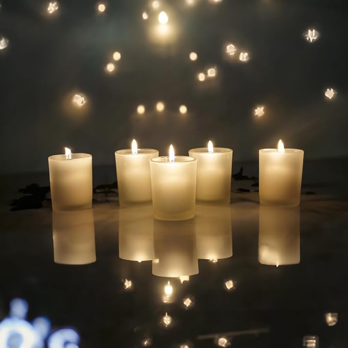WGV Frosted Tea Light Votive Candle Holder 2.2x2.75, Tiny Utility Cylinder Glass Vase, Small Planter Terrarium for Home Accent Decor, 6 Pieces