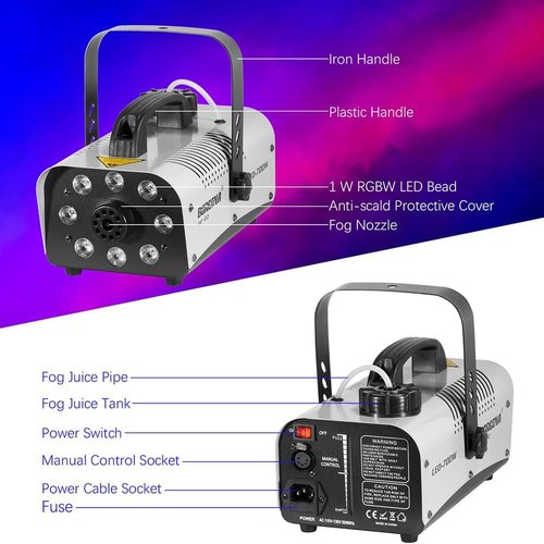 700W Fog Machine by [Brand Name] - 8 LED Lights, 3000 CFM, Wireless Remote for Halloween & Parties