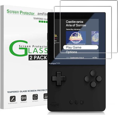 amFilm Tempered Glass Screen Protector for Analogue Pocket - Anti-Scratch, Easy Installation, 2 Pack