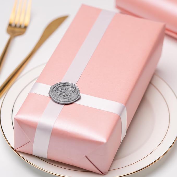 RUSPEPA Pink Matte Wrapping Paper, Jumbo Roll, Pink Solid Color Pearly Shiny Silk Gift Paper for Valentine's Day, Wedding, Birthday, Christmas, Baby Shower Girls, Anniversary, 30 inches x 32.8 feet