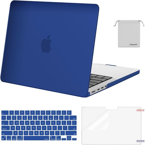 MOSISO MacBook Pro 14-Inch Hard Case - Royal Blue with Keyboard Skin, Screen Film & Pouch